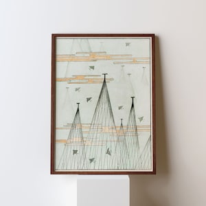 1893-1896 Watanabe Seitei Skyscape with birds flying from Bijutsu Sekai a prominent Kacho-ga Ukiyo-e Original Japan Fine Art Japanese Poster