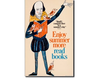Enjoy summer more, read books 1966 Art Poster Bill Sokol Art Poster Print Retro Illustration Poster Fine Art Print Mid Century Modern