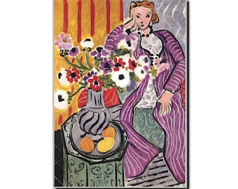 アンリ・マティス展ポスター - 紫色のローブとアネモネ - 静物画