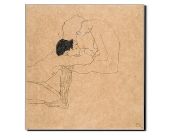 1909 EGON SCHIELE lovers Vintage Art Expressionist Gustav Klimt Artists Illustration Drawings Mid Century Modern Art Wall Art Decor Poster