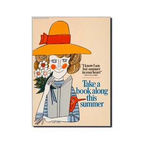Take a book along this summer 1966 Art Poster Bill Sokol Art Poster Print Retro Illustration Poster Fine Art Print Mid Century Modern