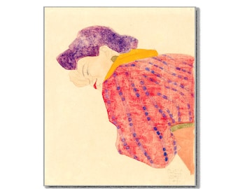 Póster artístico de Egon Schiele: Chica tumbada con blusa roja, artista expresionista, retrato femenino, decoración de pared moderna de mediados de siglo, regalos para ella/él
