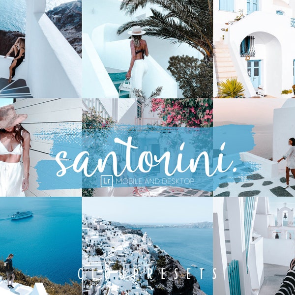 5 Santorini Preset, Mobile and Desktop Lightroom Preset, Aqua Instagram Filter for Blogger and Travel Influencers, Greece Preset