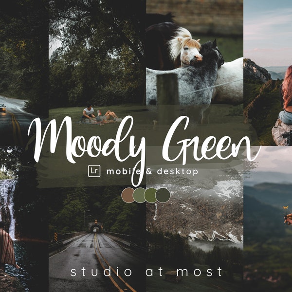 15 Dark Green Mobile and Desktop Presets, Instagram Filter for Travel Influencer and Bloggers, Dark Moody Preset, Moody Presets