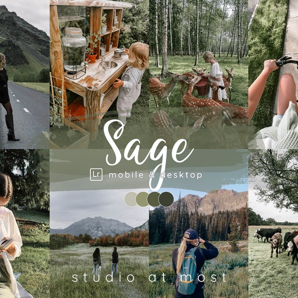 15 Sage Mobile and Desktop Presets, Green Tone, Natural Green Presets, Bright Green Presets, Earthy Presets, Spring Presets