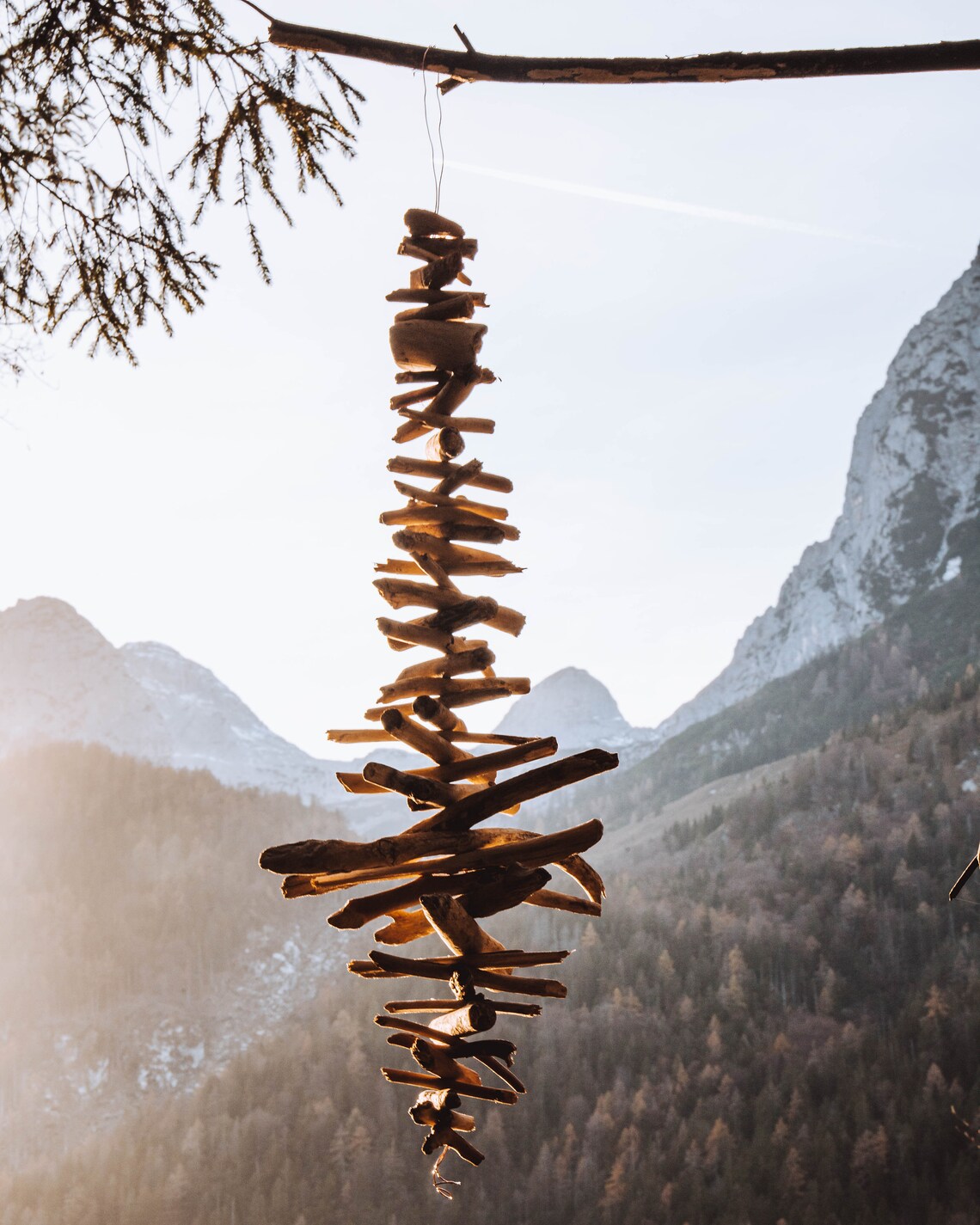 Driftwood Rain Chain Wind Chime Garden Decoration Etsy