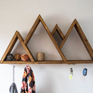 Large Mountain Shelf ~ Coat And Key Rack ~  Dog Lead ~ Handmade ~ Recycled Pallet Wood