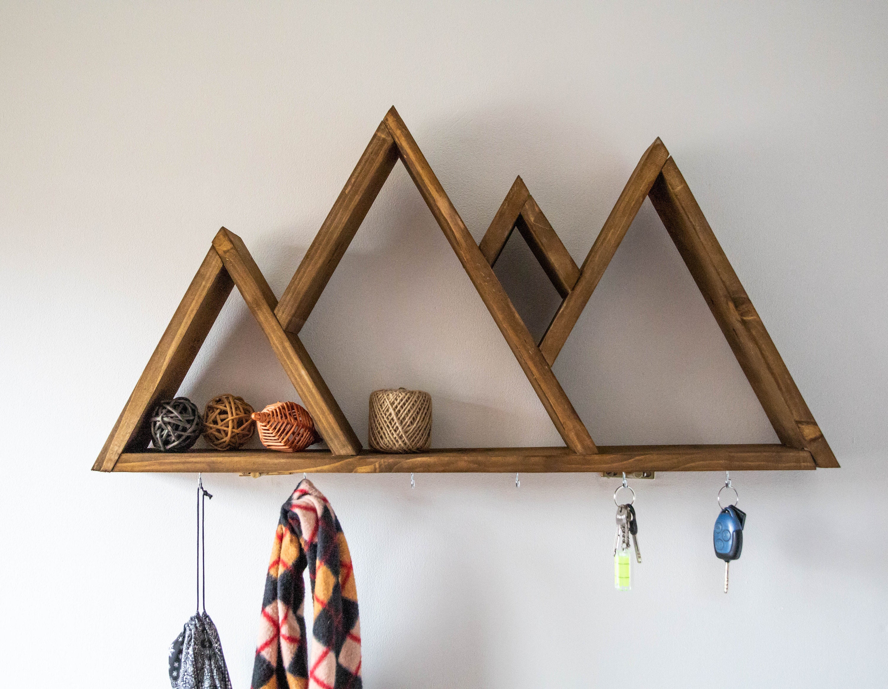 Large Mountain Shelf Coat and Key Rack Dog Lead Handmade Etsy