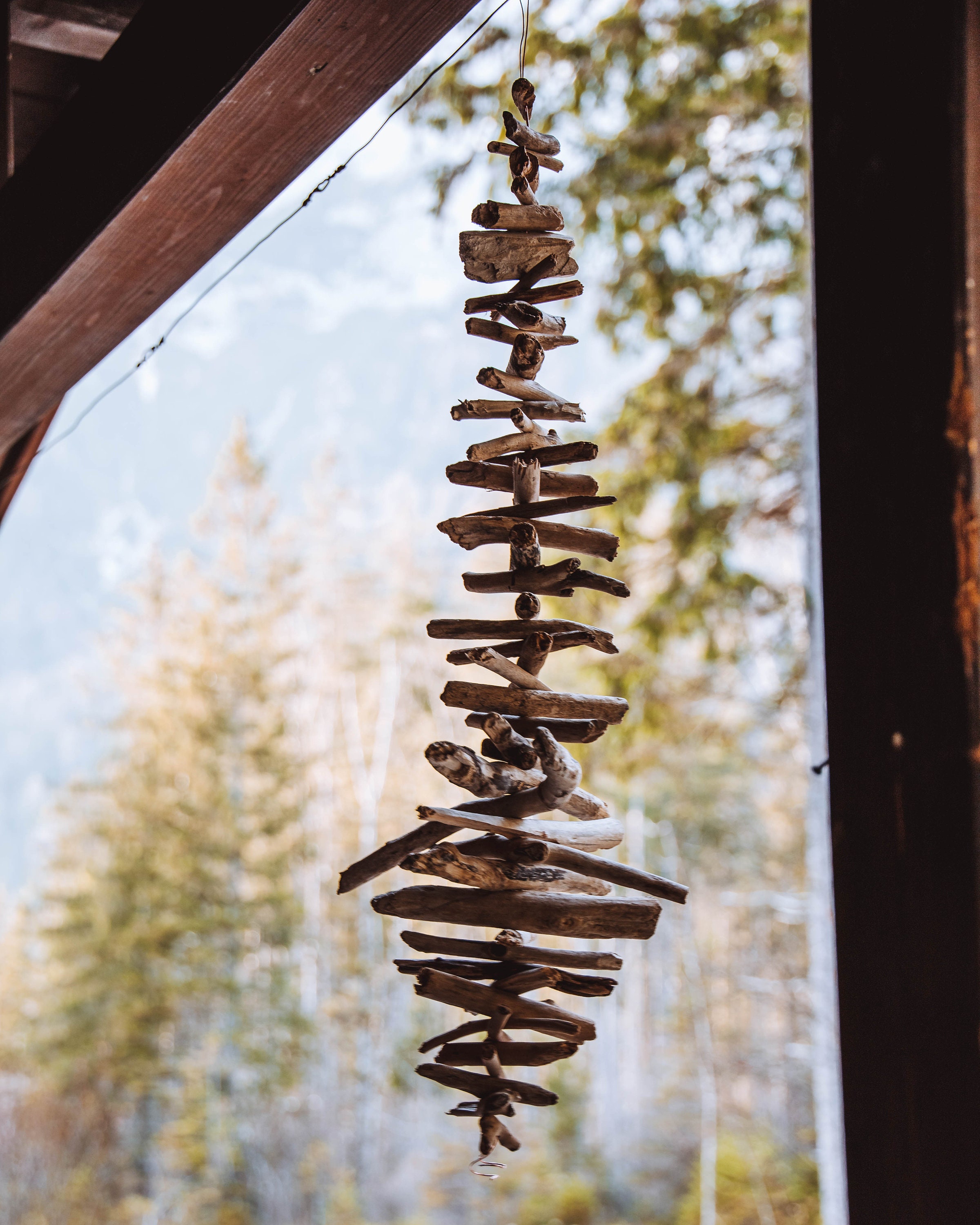 Driftwood Rain Chain Wind Chime Garden Decoration Etsy
