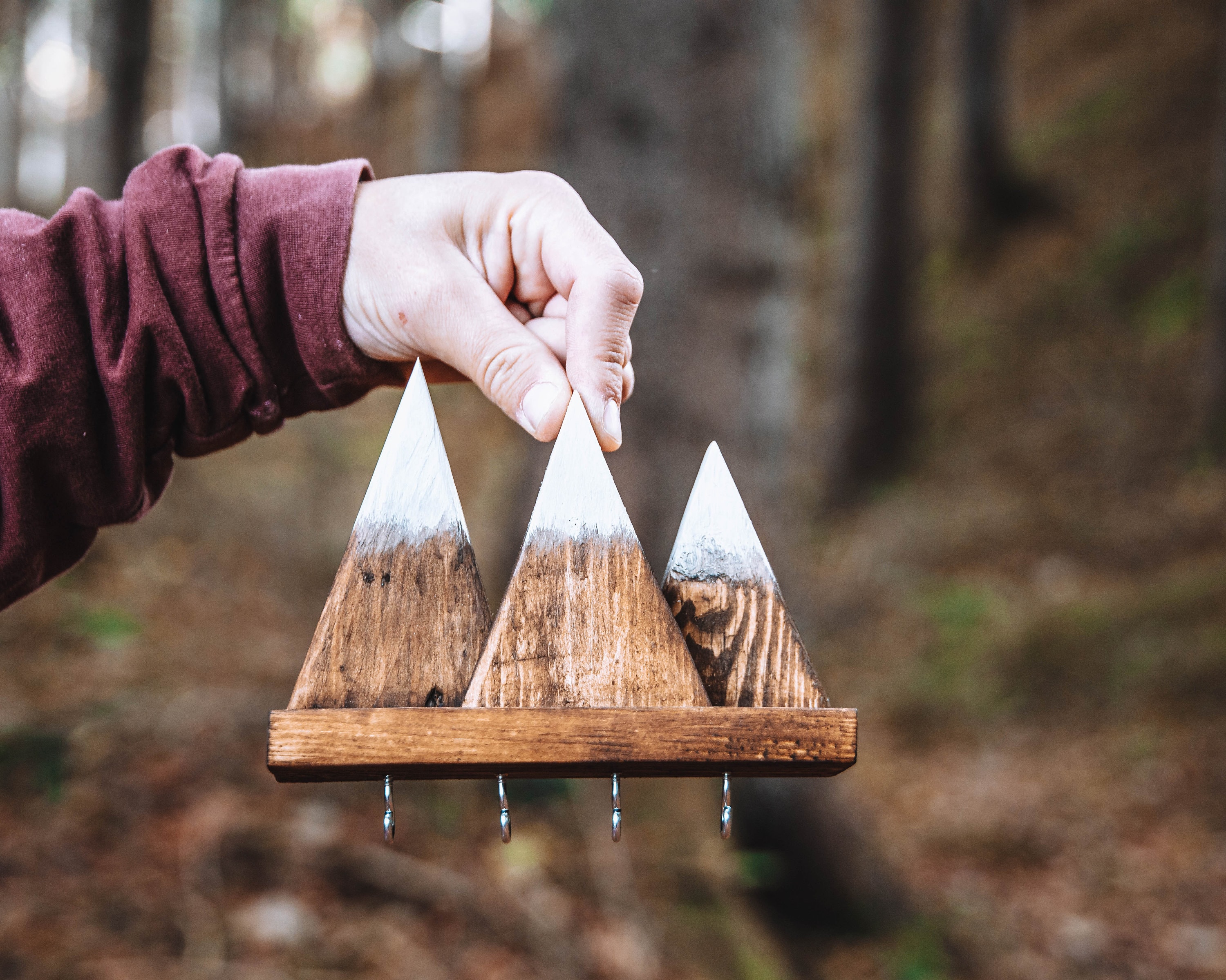 4 Porte-Clés Étagère de Montagne ~ Fait à La Main Bois Palette Recyclé