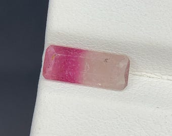 Natural Bi Color Tourmaline 0.92 Carat 10.5x4.8 MM Baguette Shape Faceted Gemstone
