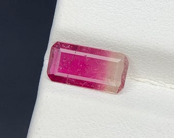 Natural Bi Color Tourmaline 0.84 Carat 9.5x4.8 MM Baguette Shape Faceted Gemstone