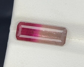 Natural Bi Color Tourmaline 2.00 Carat 12.8x4.7 MM Baguette Shape Faceted Gemstone