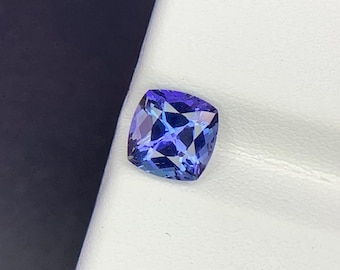 Natural Bi Color Tanzanite 1.28 Carat 6.3x6.3 MM Cushion Shape Faceted Gemstone