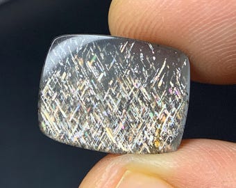 Natural Australian Rainbow Lattice Sunstone 6.37 Carat 14.5x11.2 MM Cushion Shape Cabochon Gemstone
