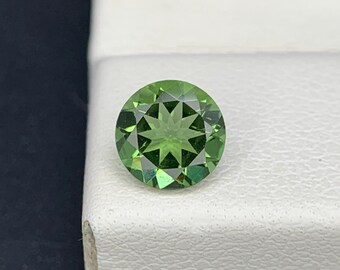 Natural Green Tourmaline 0.66 Carat 6x6x3.6 MM Round Shape Faceted Gemstone