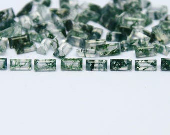 Natural Moss Agate Lot 3x1.5 to 16x8 MM Baguette Shape Faceted Gemstone Lot