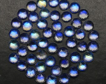 Natural Multi Fire Rainbow Moonstone Lot 5x5 MM Round Shape Rosecut Gemstone Lot