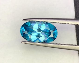 Natural Cambodian Blue Zircon 2.74 Carat 10.5x6.8 MM Oval Shape Faceted Gemstone