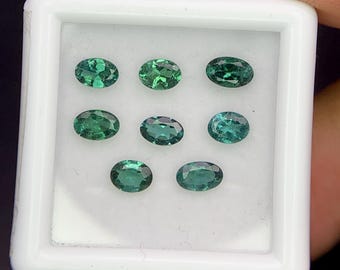 Natural Indicolite Tourmaline Lot 1.72 Carat Mix Size Oval Shape Faceted Gemstone 8 Piece Lot