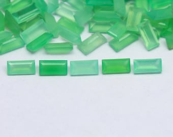 Natural Chrysoprase Lot 4x2 MM Baguette Shape Faceted Gemstone Lot