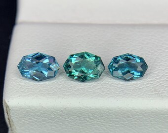Natürliche Indigolith Turmalin Lot 0.66 Karat 5x3.5 / 4.8x3.3 MM Fancy Form Facettierte Edelstein 3 Stück Lot