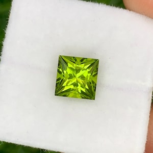 Natural Peridot 1.67 Carat 6.5x6.5 MM Square Shape Faceted Gemstone