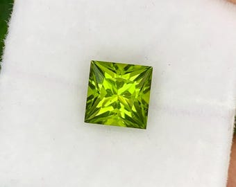 Natural Peridot 1.67 Carat 6.5x6.5 MM Square Shape Faceted Gemstone