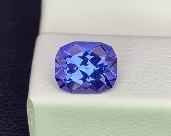Natural Blue Tanzanite 1.40 Carat 7.4x6.2 MM Fancy Cushion Shape Faceted Gemstone