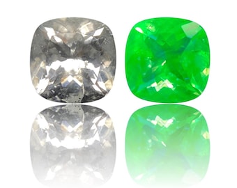 Natural Color Change Hyalite Opal 4.31 Carat 11x11 MM Cushion Shape Faceted Gemstone