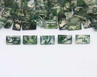 Natural Moss Agate Lot 5x3 MM Baguette Shape Faceted Gemstone Lot
