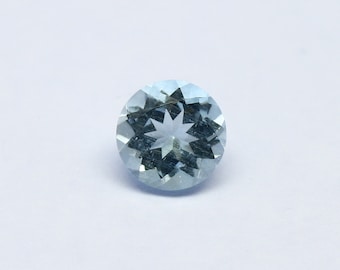 Natural Aquamarine 0.77 Carat 6x6 MM Round Shape Faceted Gemstone