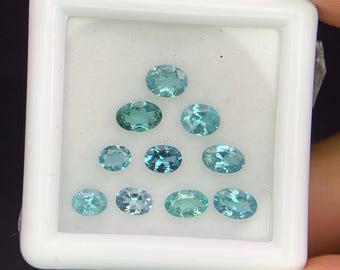 Natural Indicolite Tourmaline Lot 1.85 Carat Mix Size Oval Shape Faceted Gemstone 10 Piece Lot