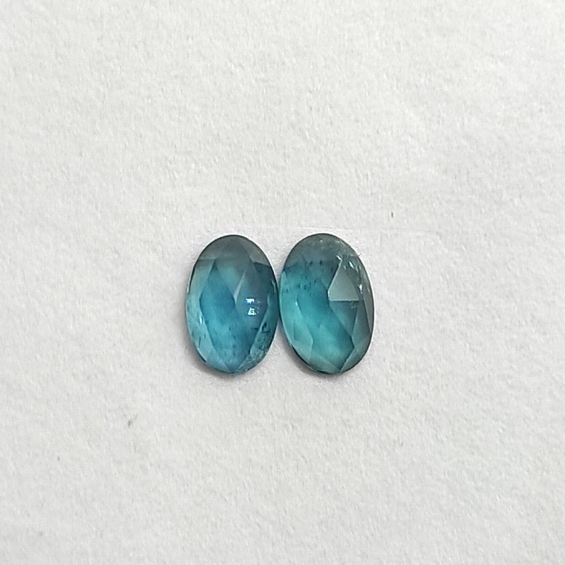 Natural Indicolite Tourmaline Rosecut 0.84 Carat 6x4 MM Oval Shape Rosecut Gemstone Pair