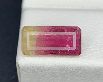 Natural Bi Color Tourmaline 1.59 Carat 10.8x5.2 MM Baguette Shape Faceted Gemstone