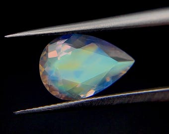 Natural Multi Fire Rainbow Moonstone 1.30 Carat 9.5x6.5 MM Pear Shape Faceted Gemstone