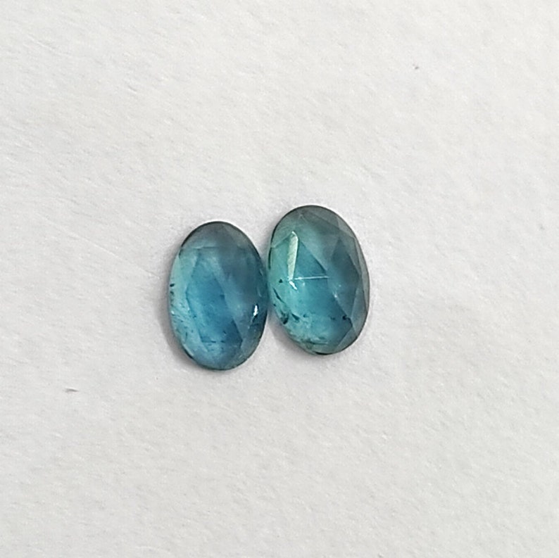 Natural Indicolite Tourmaline Rosecut 0.84 Carat 6x4 MM Oval Shape Rosecut Gemstone Pair