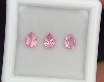 Natural Pink Spinel Lot 0.94 Carat 5x4 MM Pear Shape Faceted Gemstone 3 Pieces Lot