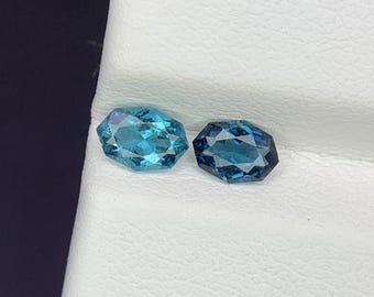 Natural Indicolite Tourmaline Lot 0.54 Carat 5.5x3.9/5.2x3.8 MM Fancy Shape Faceted Gemstone 2 Piece Lot