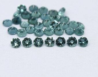 Lot natürlicher Indicolith-Turmalin 1,75 x 1,75 mm, runder, facettierter Edelstein