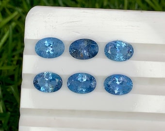Naturlig Santa Maria-akvamarin, 7 x 5 mm, oval form, fasetterad ädelsten