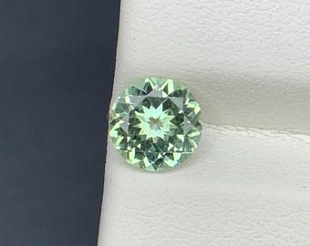 Natural Green Tourmaline 0.89 Carat 6.3x6.3x3.8 MM Round Shape Faceted Gemstone