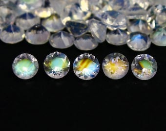 Natural Multi Fire Rainbow Moonstone Lot 3x3 MM Round Shape Faceted Gemstone Lot