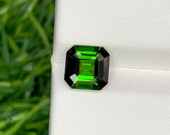 Natural Bottle Green Tourmaline 1.43 Carat 7x7 MM Asscher Cut Faceted Gemstone