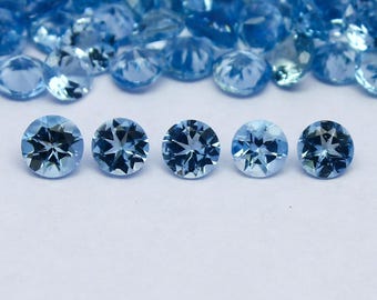 Natural Santa Maria Aquamarine Lot 3x3/3.5x3.5 MM Round Shape Faceted Gemstone Lot