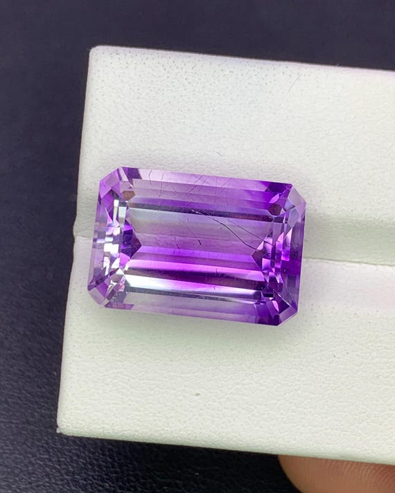 Natural Bi Color Rutile Amethyst 13.13 Carat 17.3x11.8 MM Octagon Shape Faceted Gemstone