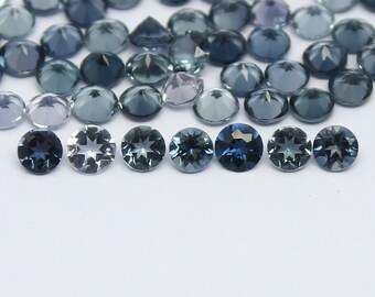 Lot seltener, natürlicher Blaubeer-Turmalin, 2,25 x 2,25 mm, runder, facettierter Edelstein