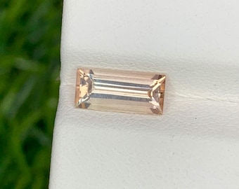 Natural Peach Tourmaline 0.97 Carat 9.1x4.1 MM Baguette Shape Faceted Gemstone
