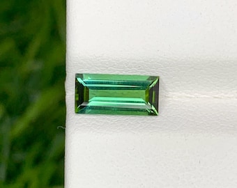 Natural Green Tourmaline 0.80 Carat 8.6x4.1 MM Baguette Shape Faceted Gemstone