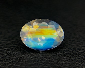 Natural Multi Fire Rainbow Moonstone O.73 Carat 7x5 MM Oval Shape Faceted Gemstone